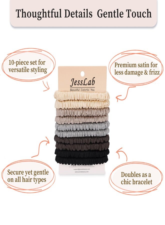 JessLab No Damage Satin Scrunchies, No Crease Hair Ties for Women, Gentle on Fine & Curly Hair, Sleeping, Party, 10-Piece - Image 4